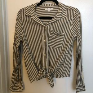 Madewell Striped Button Down with Tie Front